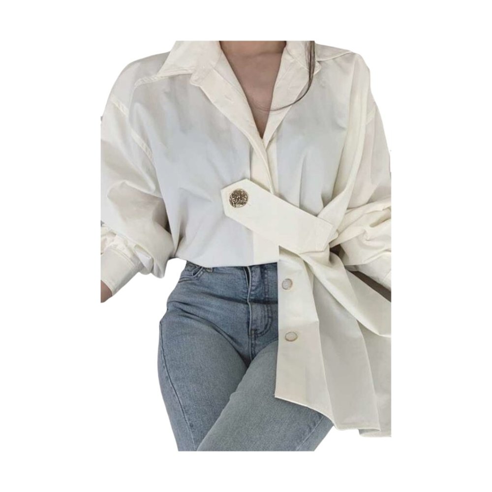 BUTTON OVER BLOUSE W/BACK POCKET DESIGN